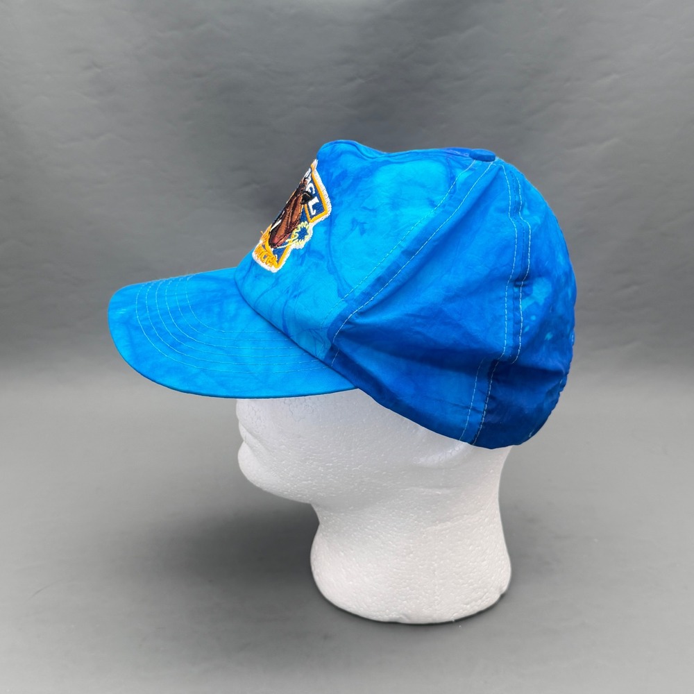 Vintage 90s Camel Smooth Character Joe Camel Blue Tie Die Nylon Snapback Hat - Picture 3 of 9